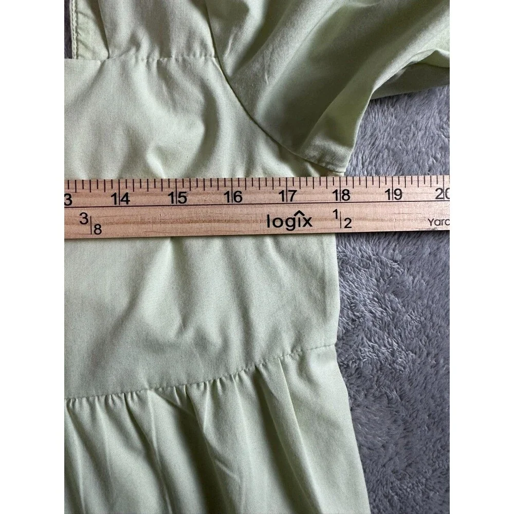 Abercrombie & Fitch Puff Sleeve Square Neck Tie Back Babydoll Top M Green Y2K